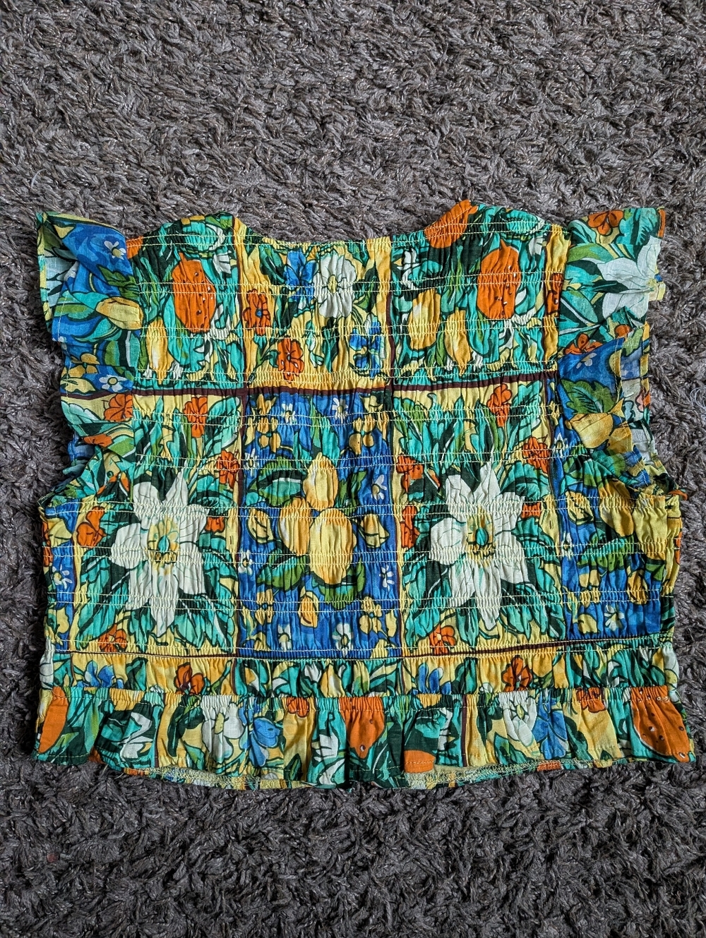 NWT Anthropologie Multicolor Peregrine Flutter Sleeve Buttoned Crop Top S - Picture 6 of 6